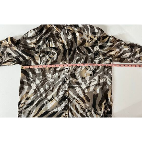Quintessential Women’s Animal Tiger Long Tunic Semi Sheer Blouse Size Large - Picture 6 of 8